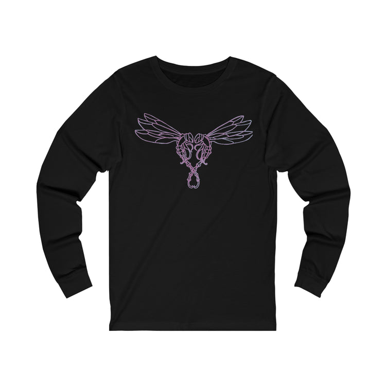 Front black long sleeve purple dragonfly