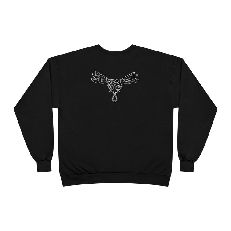 Back of Hope and Dragonfly sweatshirt white print dragonfly on black sweatshirt
