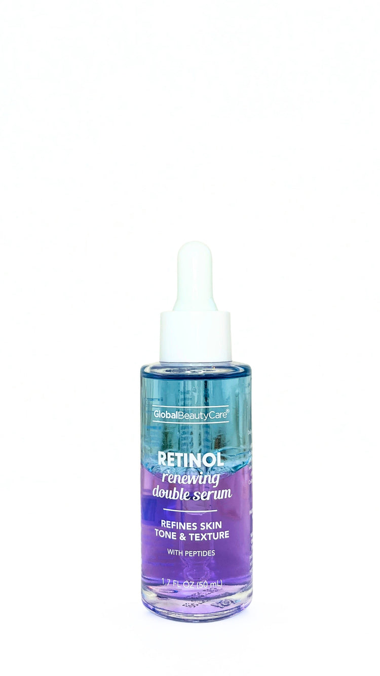 Bottle of retinol serum on a white background