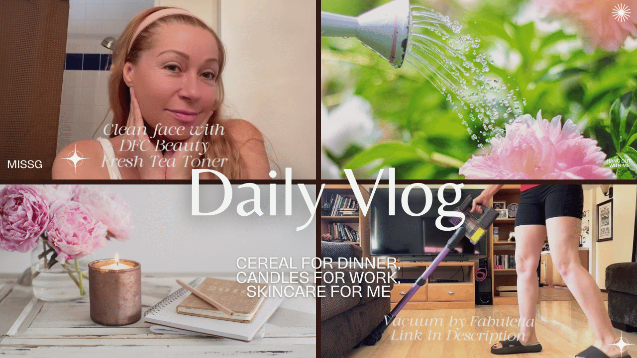 Load video: Start your day with me in this cozy day in the life vlog ☕️I sip my morning coffee, water the plants, vacuum (link to my favorite vacuum in the description!) tidy up the kitchen, and make a candle for a customer 💛 Then it’s time for my favorite summer dinner — cereal 😂 lol its delicious, easy, cool and minimum clean up !I wind down the night with my DFC skincare routine (shop my products below!) before heading to bed.