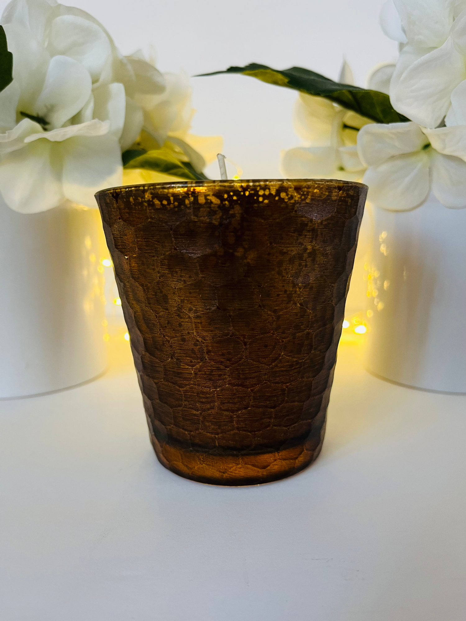 Pumkin Spice Candle in a decorative fall votive